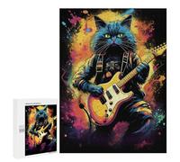 Puzzle pour Adultes500 PCS Rock Star Cat Guitar Art -1 Puzzle pour Adultes, Jeu De Réflexion, Cadeau d'anniversaire Ou De Noël 500 PCS