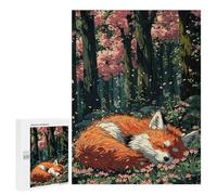 Puzzle pour Adultes500 PCS Sleeping Fox in Cherry Blossom Forest Puzzles pour Adultes - Jeux Relaxants Qui Améliorent La Mémoire - Idéal comme Cadeau pour Toute La Famille 500 PCS