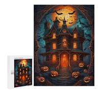 Puzzle pour Adultes500 PCS Spooky Halloween Haunted House Casse-tête pour Adolescents - Jeu De Réflexion - Améliore La Mémoire - Aide À Exercer Le Cerveau 500 PCS