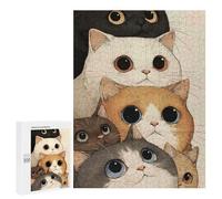 Puzzle pour Adultes500 PCS Stack of Cute Cartoon Cats Casse-tête pour Adolescents, Jeu De Réflexion, Décoration Intérieure, Cadeau d'anniversaire Unique 500 PCS