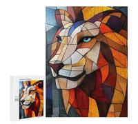 Puzzle pour Adultes500 PCS Stained Glass Lion Casse-tête pour Adolescents, Jeu De Réflexion, Décoration Intérieure, Cadeau d'anniversaire Unique 500 PCS