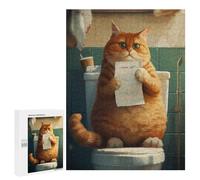Puzzle pour Adultes500 PCS Toilet Cute Cartoon Cat Puzzle Casse-tête, Jeu D'assemblage De Motifs, Cadeau d'anniversaire Unique 500 PCS