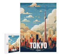Puzzle pour Adultes500 PCS Tokyo Japan Casse-tête pour Adolescents, Jeu De Réflexion, Décoration Intérieure, Cadeau d'anniversaire Unique 500 PCS