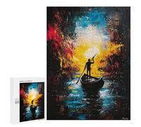 Puzzle pour Adultes500 PCS Voyage Into Light - Expressionist Abstract River Journey Casse-tête pour Adolescents, Jeu De Réflexion, Décoration Intérieure, Cadeau d'anniversaire Unique 500 PCS