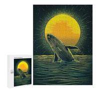 Puzzle pour Adultes500 PCS Whale Leaping Sunset Casse-tête pour Adolescents, Jeu De Réflexion, Décoration Intérieure, Cadeau d'anniversaire Unique 500 PCS