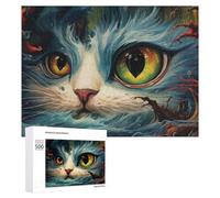 Puzzle pour Adultes500 PCS Whimsical Cat Portrait Vibrant Eyes Puzzles pour Adolescents, Jouet, Décoration Murale, Passe-Temps, Cadeau d'anniversaire, Cadeaux, 500 PCS