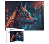 Puzzle pour Adultes500 PCS Whispering Forest Wolf Puzzles pour Adolescents, Jouet, Décoration Murale, Passe-Temps, Cadeau d'anniversaire, Cadeaux, 500 PCS