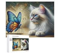 Puzzle pour Adultes500 PCS Whispering Wings A Cat's Curious Encounter with Nature's Symphony Puzzle pour Adultes, Jeu De Réflexion, Cadeau d'anniversaire Ou De Noël 500 PCS