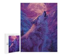 Puzzle pour Adultes500 PCS Wolf Howling at Full Moon Poster Puzzle pour Adolescents pour S'amuser en Famille, Un Défi Éducatif, Un Cadeau d'anniversaire Unique 500 PCS