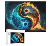 Puzzle pour Adultes500 PCS Yin Yang Fire & Ice Harmony Puzzle pour Adultes, Jeu De Réflexion, Cadeau d'anniversaire Ou De Noël 500 PCS