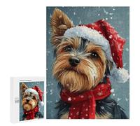 Puzzle pour Adultes500 PCS Yorkie Christmas Portrait Yorkshire Terrier in Santa Hat Puzzle pour Adultes, Jeux en Famille, Découpe De Précision, Cadeaux Uniques pour Un Anniversaire Ou Noël 500 PCS