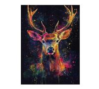 Puzzle pour Adultes52x38cm/1000pcs Colorful Deer Portrait Puzzles pour Adultes - Jouets Anti-Stress - Assemblage De Motifs - Cadeaux De Réduction du Stress 52x38cm/1000pcs
