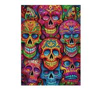 Puzzle pour Adultes52x38cm/1000pcs Colorful Sugar Skulls Artwork Puzzle pour Adultes, Jeu De Réflexion, Découpe De Précision, Idéal comme Cadeau pour Toute La Famille 52x38cm/1000pcs