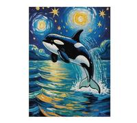 Puzzle pour Adultes52x38cm/1000pcs Moonlit Ocean an Orca’s Leap Under The Starry Sky Van Gogh Style Art Puzzle pour Adultes - Jouet Anti-Stress pour Les Amis Et La Famille 52x38cm/1000pcs