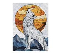 Puzzle pour Adultes52x38cm/1000pcs Wolf Howling at The Moon Puzzle pour Adultes, Jeu De Réflexion pour Améliorer La Mémoire, Cadeau d'anniversaire, Présents, 52x38cm/1000pcs