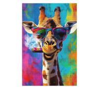 Puzzle pour Adultes75x50cm/1000pcs Cool Giraffe with Cigar Puzzle pour Adultes, Jeu De Réflexion pour Améliorer La Mémoire, Cadeau d'anniversaire, Présents, 75x50cm/1000pcs