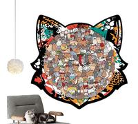 Puzzle pour chat - 23 x 24 cm - Jeu éducatif en bois - Motif détaillé de 135 pièces avec illustration créative - Kit d'activités interactif pour les fêtes de famille et le plaisir scolaire