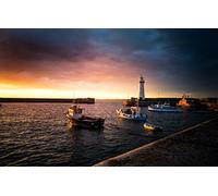 Puzzle pour Enfants 1000 pièces, Irlande du Nord, Phare du Port de Donaghadee, Bateaux, Puzzle personnalisé 70x50cm