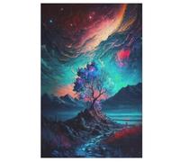 Puzzle pour Enfants 1000pcs, Arbre de Vie Cosmique Puzzle, Puzzles en Bois- Kit Bricolage Relax Puzzles Jeux pour Adolescents Et Adultes Cadeaux （78×53cm）