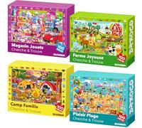 Puzzle pour Enfants 3 à 5 Ans - Puzzle 5 à 6 Ans | 4x100 Pièces Puzzles - Rechercher et Trouver à la Ferme et à la Plage - Cadeau Jouet pour Enfant 6 7 8 Ans