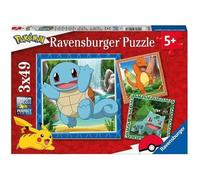 Puzzle pour enfants 3x49 pièces Pokémon - Salamèche, Bulbizarre et Carapuce - Dès 5 ans - 3 posters inclus - 05586 - Ravensburger