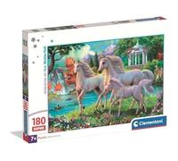 Puzzle pour Enfants - CLEMENTONI - 180 pièces - Illustration Licornes - 7+ Ans - Apprentissage Amusant