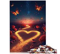Puzzle pour Enfants Coeur sur la Plage Puzzles pour Adultes 1000 Puzzles Puzzle en Bois pour Adultes et familles Activité familiale Taille : 50x75 cm