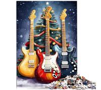 Puzzle pour Guitare Puzzle Arbre de Noël 1000 pièces pour Adultes Les Puzzles en Bois sont idéaux comme Cadeau pour Toute la Famille et ce (50x75cm)