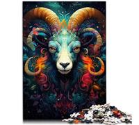 Puzzle pour Le psychédélisme coloré du Dieu chèvre Puzzle 1000 pièces pour Adultes Jeu éducatif en Bois （50x75 cm）