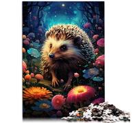 Puzzle pour Le psychédélisme coloré du hérisson de la Nuit étoilée pour Adultes Puzzle 1000 pièces Puzzles en Bois Puzzles drôles (50x75 cm)