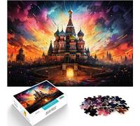 Puzzle pour Le psychédélisme coloré du Kremlin 1000 pièces Puzzles en Bois avec pièces entièrement imbriquées et de Forme aléatoire (50 x 75 cm)