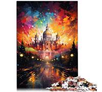 Puzzle pour Le psychédélisme coloré du Palais Royal de Madrid 1000 pièces Puzzle en Bois Jeux de Famille Cadeaux d'anniversaire de Noël （50x75 cm）