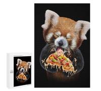 Puzzle pour les Adolescents 1000 PCS Mignon Rouge Panda Love Pizza Puzzle pour Adultes Jeux Relaxants Défi Difficile Défi Éducatif 1000 PCS