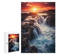 Puzzle pour les Adolescents 1000 PCS Waterfall at Sunset Puzzle pour Adultes Jeux Relaxants Mais Amusants Et Humoristiques 1000 PCS