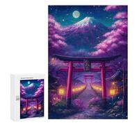 Puzzle pour les Adolescents 300 PCS Spring Night Torii Gate Puzzle pour Adultes Jeux Relaxants Défi Dur Défi Éducatif 300 PCS