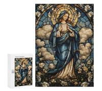 Puzzle Pour Les Adolescents 300 PCS Stained Glass Virgin Mary Puzzle Pour Adultes Jeux Relaxants Course De Vitesse Manuel Défi À Terminer 300 PCS