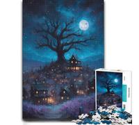 Puzzle pour Passionnés Eerie Village Under Moonlight 1000pcs (38x26cm) | Une activité de loisir en janvier pour les soirées calmes du Nouvel An, pour se détendre.