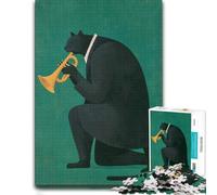 Puzzle pour Passionnés Jazz Black Cat Playing Trumpet 1000pcs (70x50cm) | Une activité puzzle d’hiver pour les soirées calmes du Nouvel An, pour se concentrer.