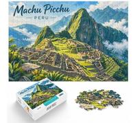 Puzzle pour Passionnés Machu Picchu Peru Travel Poster 1000pcs (38x26cm) | Pour les passionnés de puzzles à Noël : ce puzzle adulte 1000 pièces offre une activité classique pour Noël.