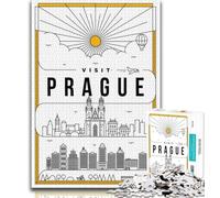Puzzle Prague République Tchèque pour Adolescents 1000 pièces, Jeu Familial Anti-Stress, défi Difficile, Superbes Cadeaux et Jouets 50x75cm