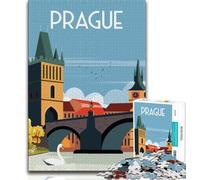 Puzzle Prague République Tchèque pour Adultes 1000 pièces, Jeu Familial Anti-Stress, défi Difficile, Superbes Cadeaux et Jouets 50x75cm