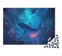 Puzzle Premium 1000 Pièces Deep Sea and Sharks pour Femmes, Un Monde mystérieux des Profondeurs Marines avec des Requins majestueux Idée Cadeau pour Entraînement Cérébral, 52x38cm/1000pcs