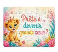 Puzzle Prête à Devenir Grande sœur ? | 30 Pièces 24 × 19 cm Carton Brillant 2 mm | Message à Reconstituer Annonce Surprise | Cadeau Anniversaire Noël