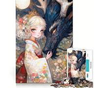 Puzzle Princesse et Dragon 1000 pièces pour Adultes Jeu de réflexion et de détente Découpe Parfaite Cadeau mémorable 38x26cm