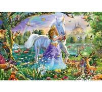 Puzzle Princesse fee, Licorne et Chateau 150 Pieces, Enfant - Monde Fantastique, Animaux - Fille 7 Ans - Set Jeu Puzzle avec Carte