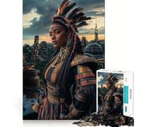 Puzzle Princesse Guerrière dans Une Ville Futuriste 1000 Pièces Jeu de Construction Focus Assemblage Solide et Sécurisé Jouet de Loisirs d'Intérieur pour Les Fêtes (50x75cm)