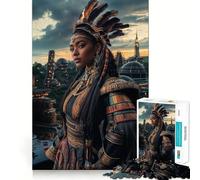 Puzzle Princesse Guerrière dans Une Ville Futuriste 1000 Pièces pour Adolescents Jeu de Stimulation Mentale Assemblage Solide et Sécurisé Activité Familiale du Soir (38x52cm)