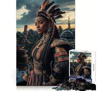 Puzzle Princesse Guerrière dans Une Ville Futuriste 1000 Pièces pour Adultes Concentration, Amélioration de la Détente, Soulagement du Stress, Amusant, Découpe Lisse, Cadeau Festif (38x26cm)