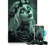 Puzzle Princesse Zombie Vert Néon pour Adolescents, 1000 Pièces, Jeu de Réflexion Intelligente, Passe-Temps à la Maison, Découpe Précise, Cadeau de Fête (38x52cm)