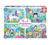Educa - Puzzle 4 en 1 Amis Fantastiques | Puzzles Progressifs Enfant 20, 40, 60 et 80 pièces | +4 Ans (18905)